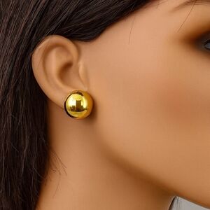 Women's Stylish Polished Rose Gold & Circle Shape Stud Earrings -0.7-in Jewelry